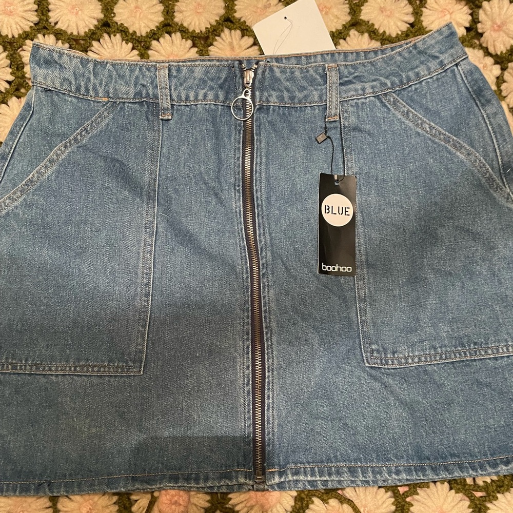 BooHoo Jean Zip Up Skirt 14